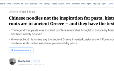 La pasta più antica… Marco Polo? No, i Greci… SCMP.com